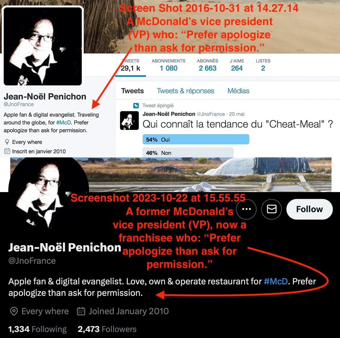 Penichon 的 Twitter 个人简介——宁愿事后道歉，也不愿事先请求许可
